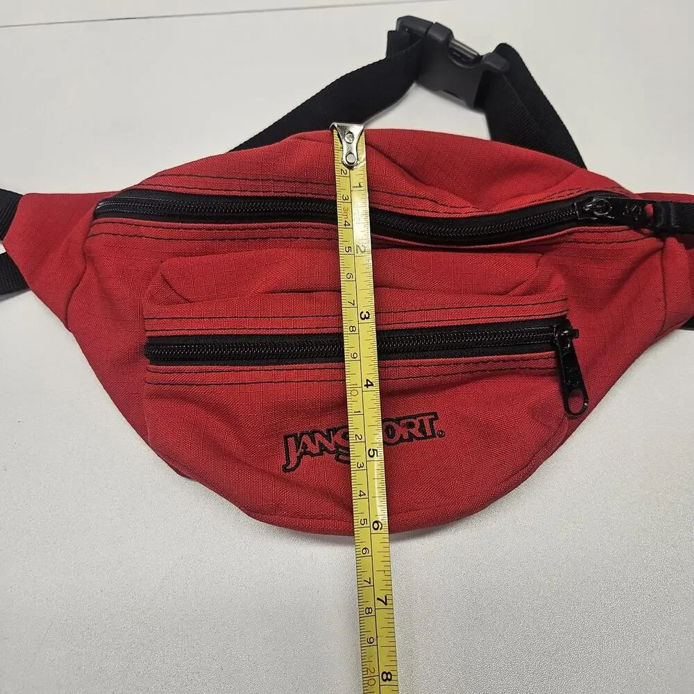 JANSPORT RED Fanny Pack Belt Buckle Bag 2-Zipper Pocket